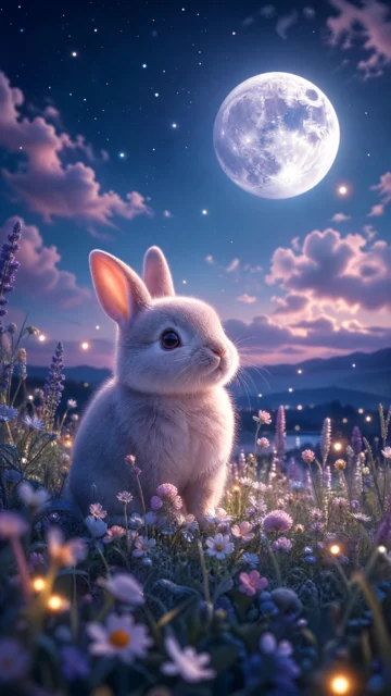 梦幻月光兔子手机壁纸