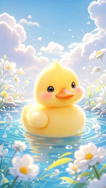 可爱鸭治愈系手机壁纸