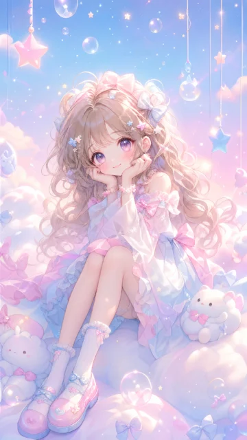 梦幻萌系少女插画手机壁纸