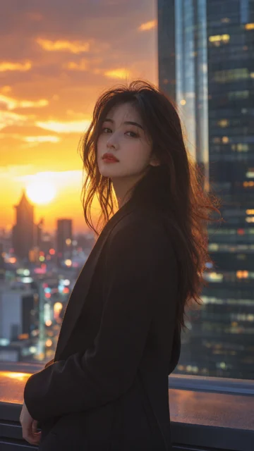 都市夕阳人像手机壁纸