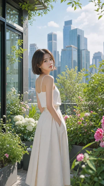 都市花园女孩手机壁纸