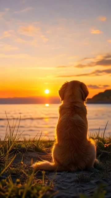 狗狗夕阳写实手机壁纸