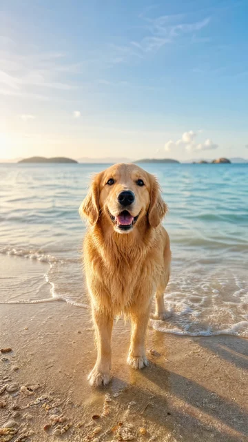 狗狗海边写实手机壁纸