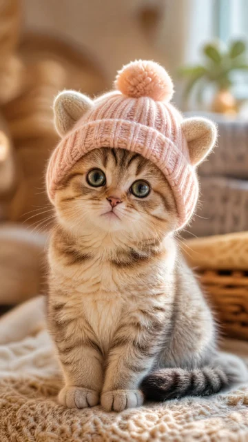 小猫帽子写实手机壁纸