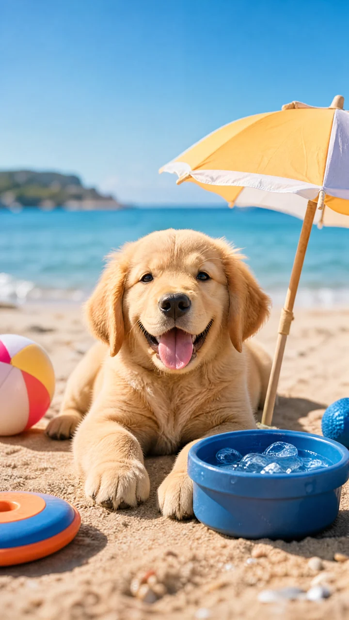 宠物夏日海滩手机壁纸