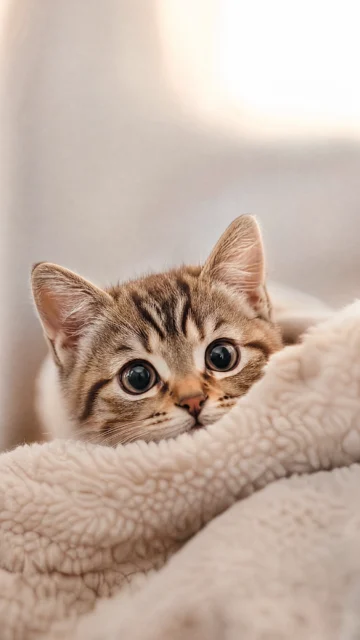 小猫探头治愈手机壁纸