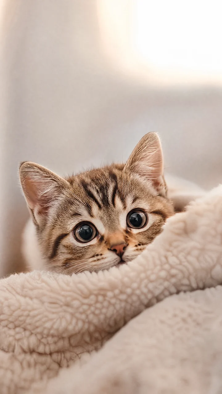 小猫探头治愈手机壁纸