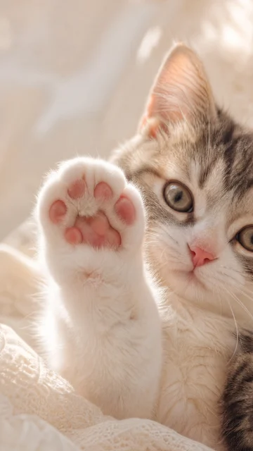 猫咪萌爪写实手机壁纸