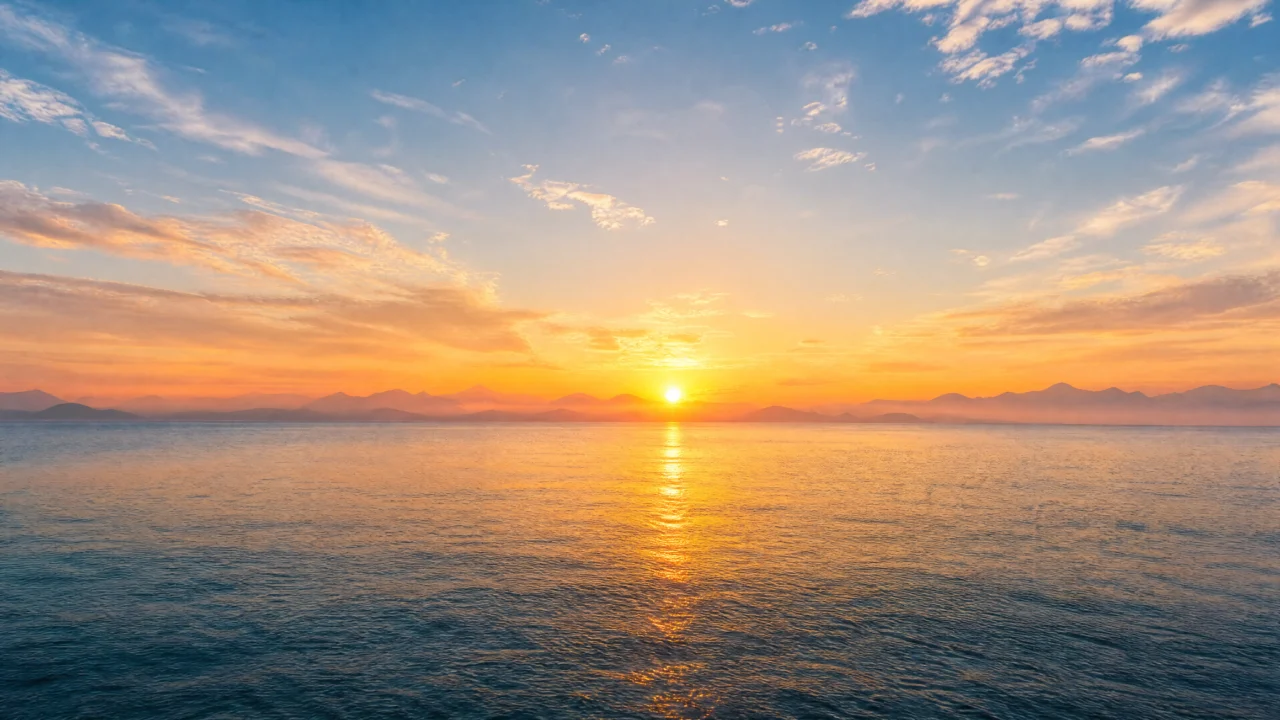 晨曦海面写实桌面壁纸