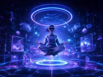 虚拟现实霓虹空间平板壁纸