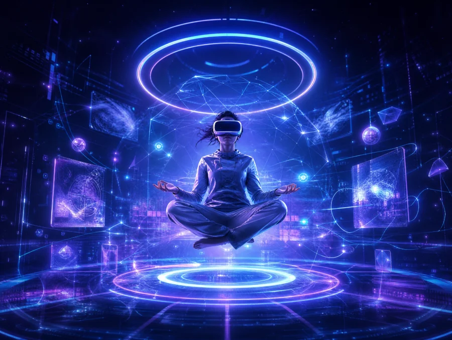 虚拟现实霓虹空间平板壁纸