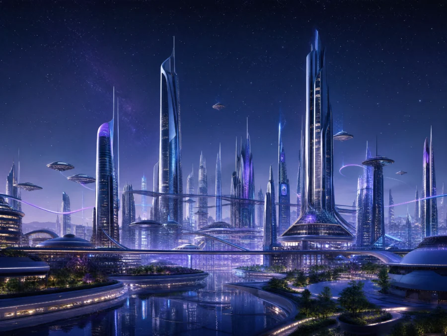 未来建筑科技城市平板壁纸