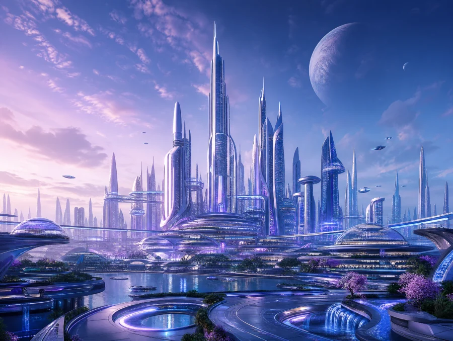 未来建筑科幻城市平板壁纸