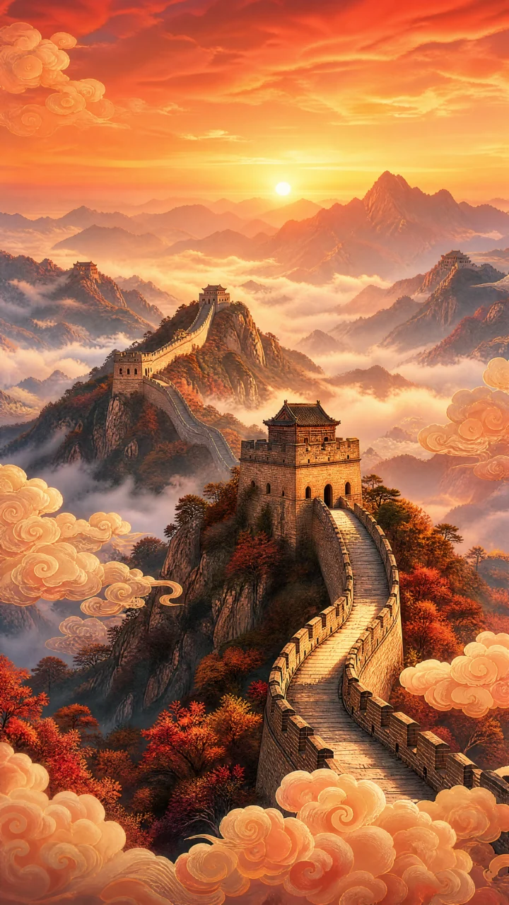 中国晨曦长城手机壁纸