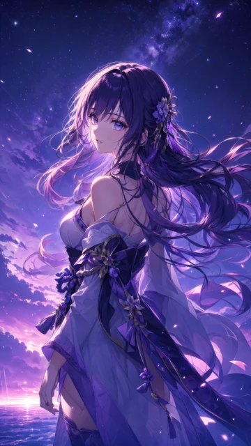 二次元星夜少女手机壁纸