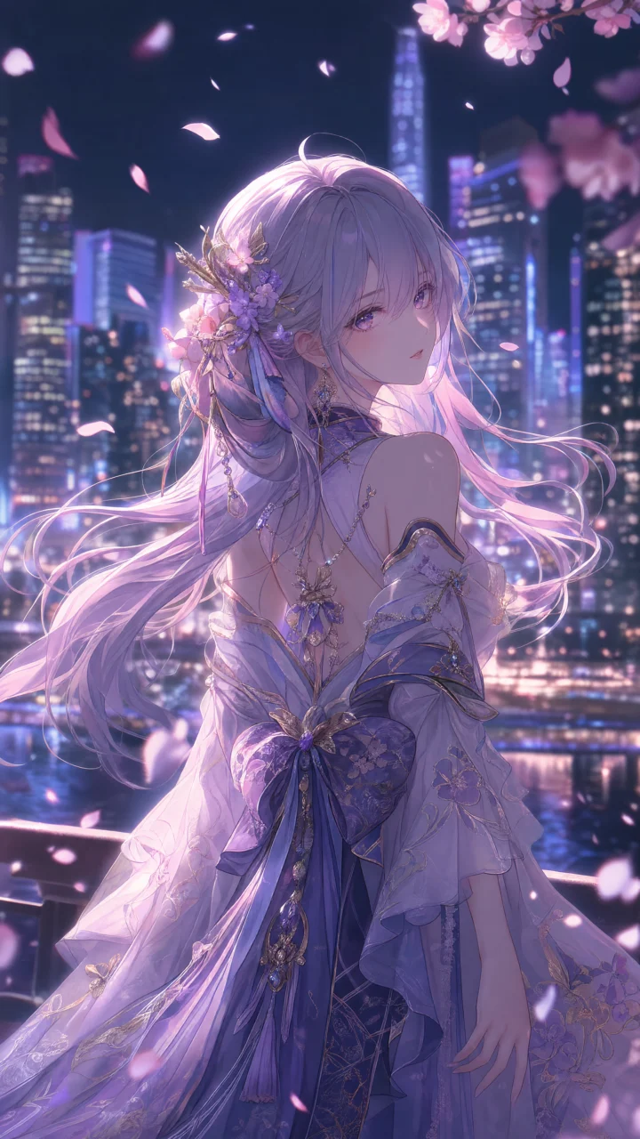 梦幻霓虹二次元角色手机壁纸