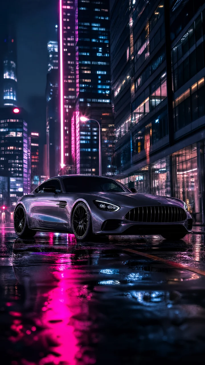 梅赛德斯-奔驰 GT 级都市夜景手机壁纸