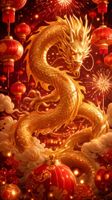 龙年祥瑞金龙手机壁纸