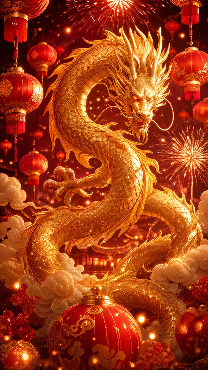 龙年祥瑞金龙手机壁纸