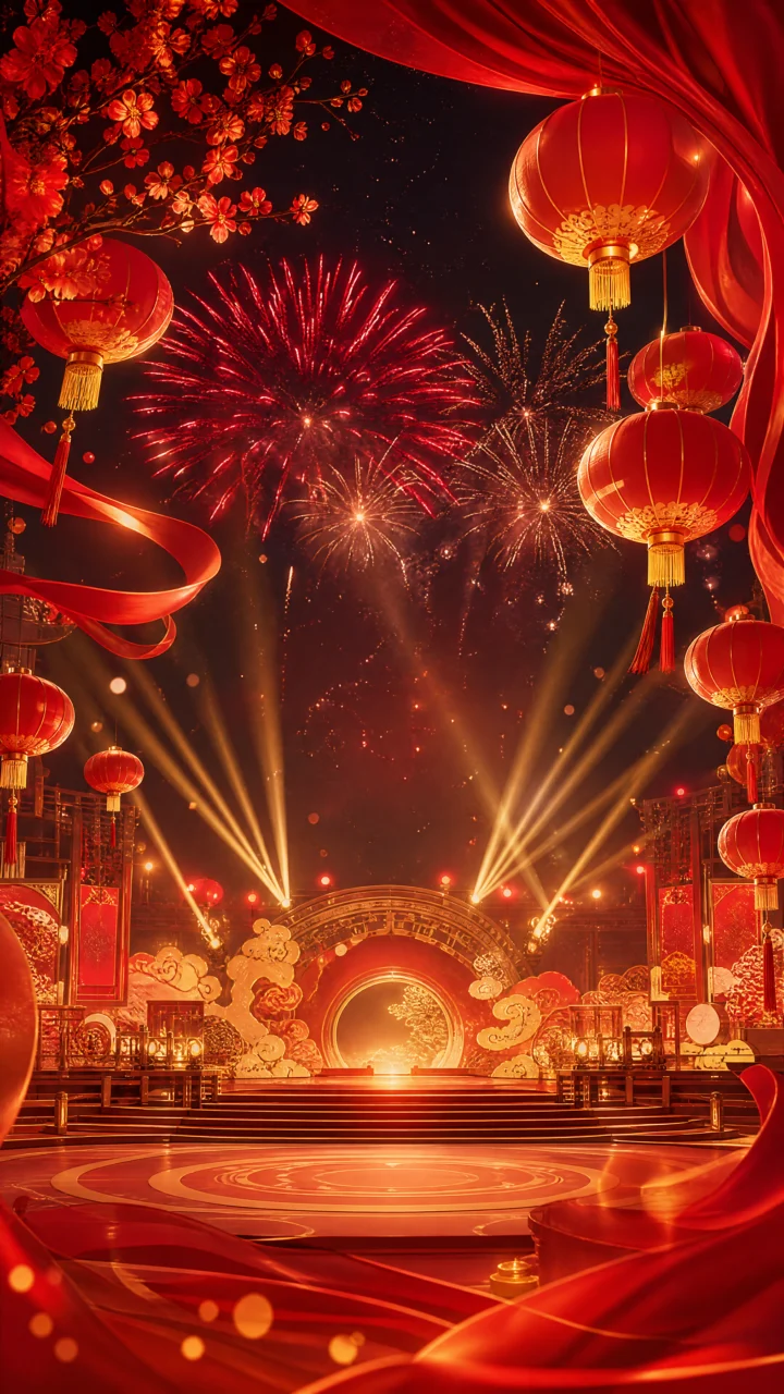 春晚盛典红金手机壁纸