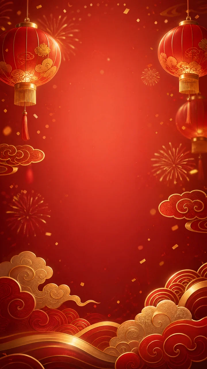 新年红金喜庆手机壁纸