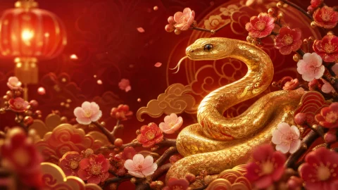 蛇年祥瑞金蛇新春桌面壁纸
