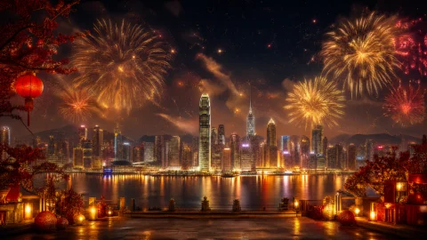 2026新年红金烟花桌面壁纸