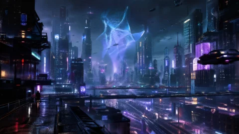 2077霓虹未来都市桌面壁纸