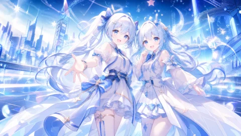 2233娘蓝色星光桌面壁纸