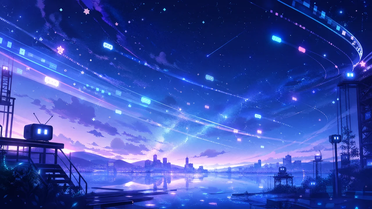 蓝色弹幕幻想桌面壁纸