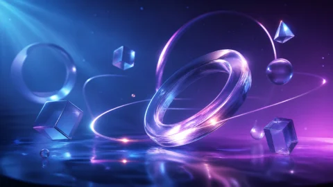 蓝紫光影 3D 立体桌面壁纸