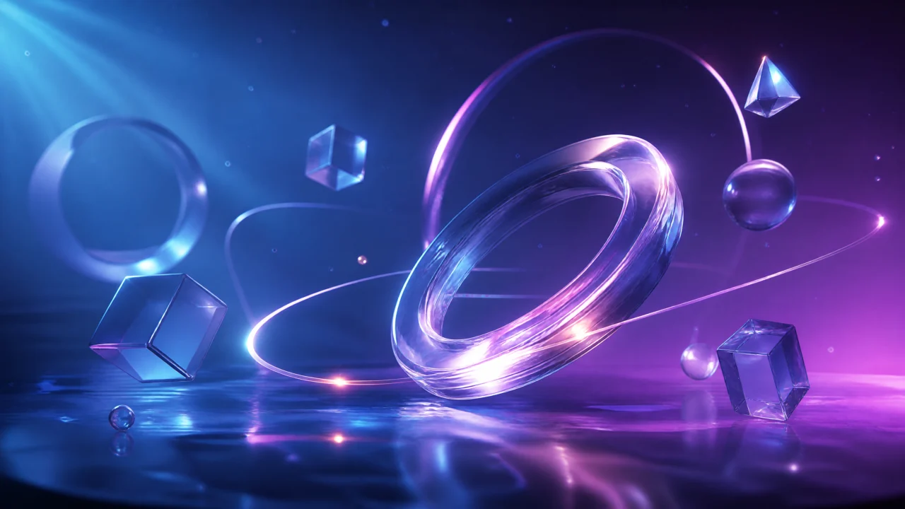 蓝紫光影 3D 立体桌面壁纸
