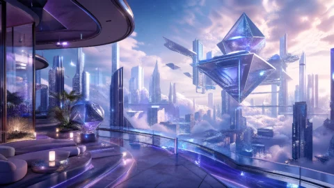 未来霓虹3D场景桌面壁纸