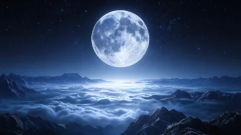 静谧月球之夜桌面壁纸
