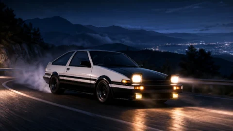 AE86夜色山路漂移桌面壁纸