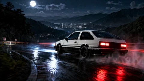 AE86夜色山路漂移桌面壁纸