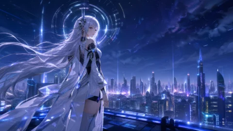霓虹未来少女桌面壁纸