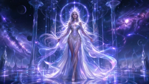 未来女神星辉桌面壁纸