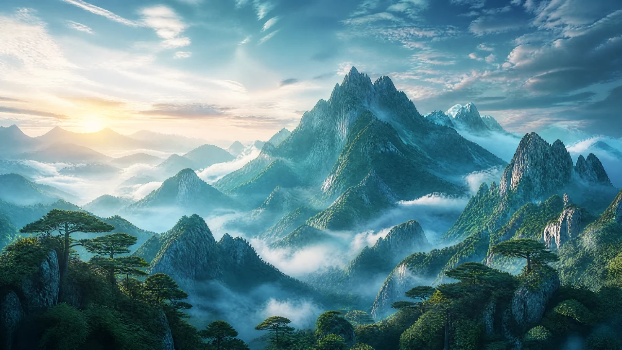 未来山景云海桌面壁纸