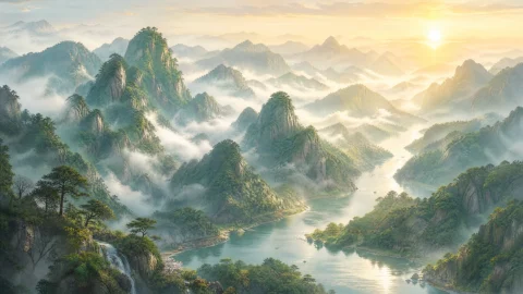 云雾青山桌面壁纸