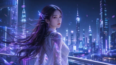 霓虹未来美女桌面壁纸