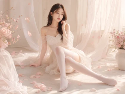 白丝元素清新少女平板壁纸
