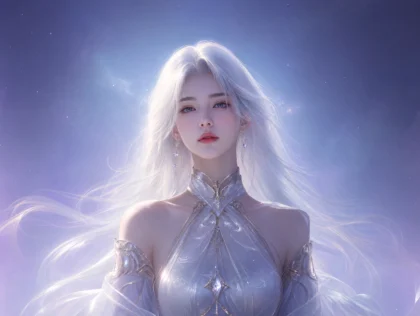 白发女性月光幻想平板壁纸