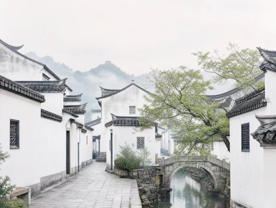 白墙灰瓦江南古韵平板壁纸