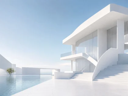 白建筑极简平板壁纸