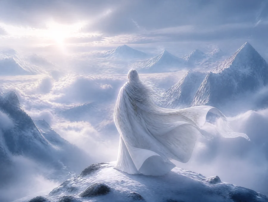白披风雪境旅者平板壁纸