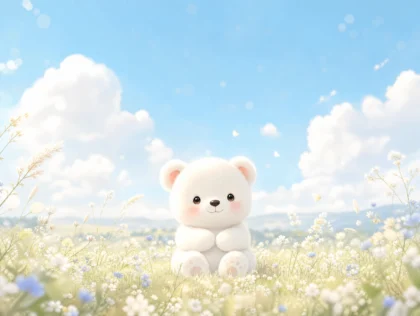 白昼小熊清新治愈平板壁纸