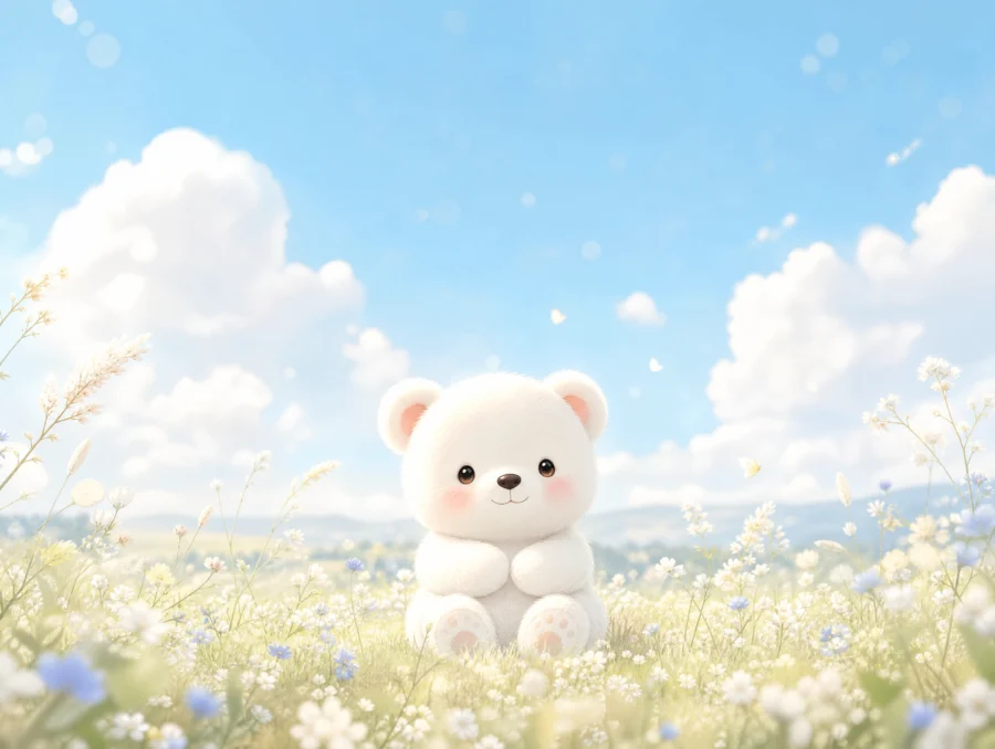 白昼小熊清新治愈平板壁纸