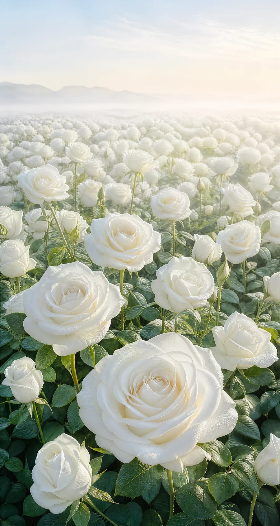 白玫瑰花海平板壁纸