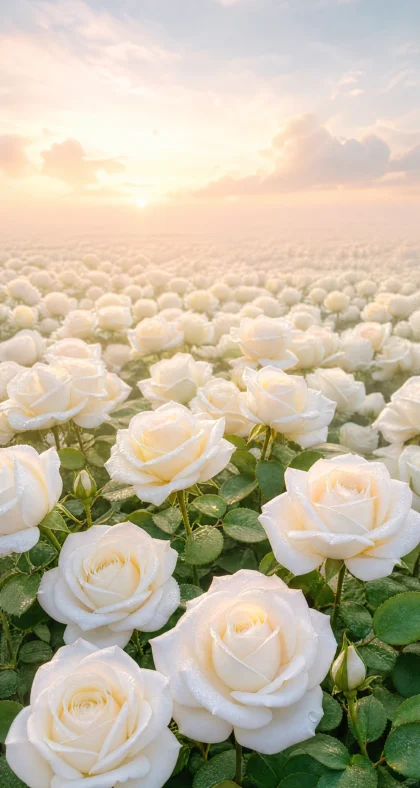 白玫瑰花海平板壁纸